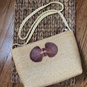 Vtg Shell and Straw Purse